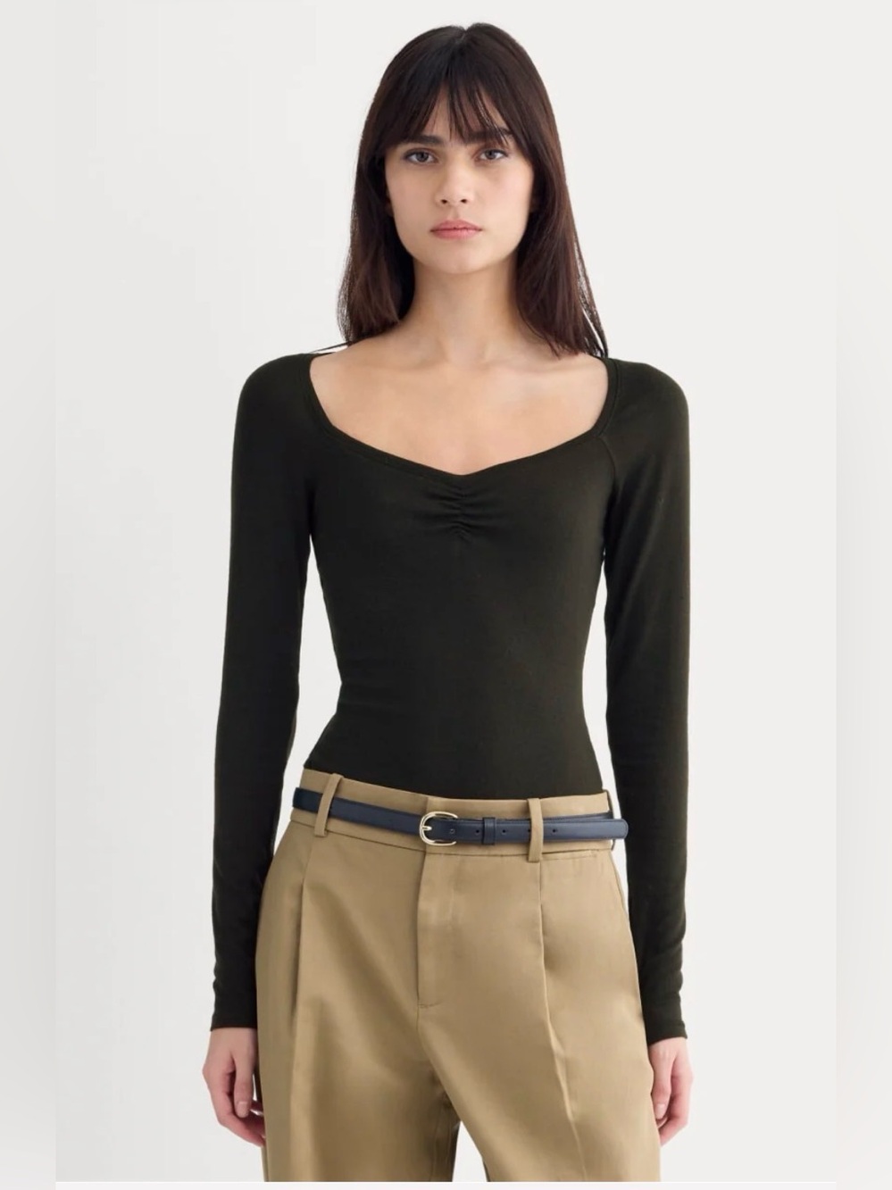 New Everlane SWEETHEART-NECK TOP IN BUTTERLUXE Black Size M